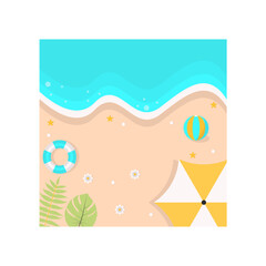 Tropical Beach Background in Cartoon Design. Vector Illustration.