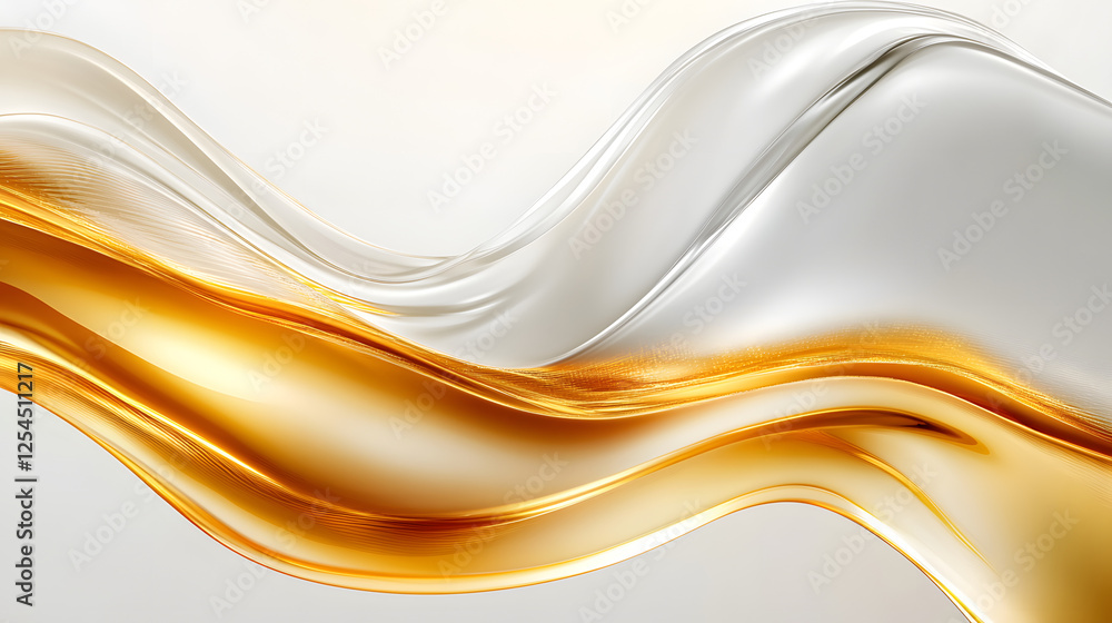 Poster white and gold abstract wave design on light background with subtle texture elements