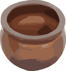 Vintage clay cooking pot illustration