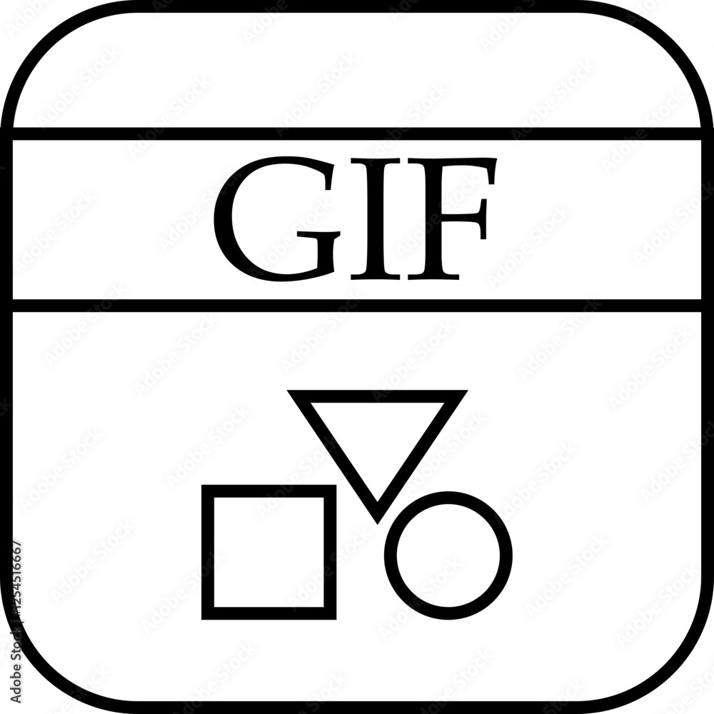 Poster file icon. format of document on computer outline symbol. gif file sign. audio extension graphic mul