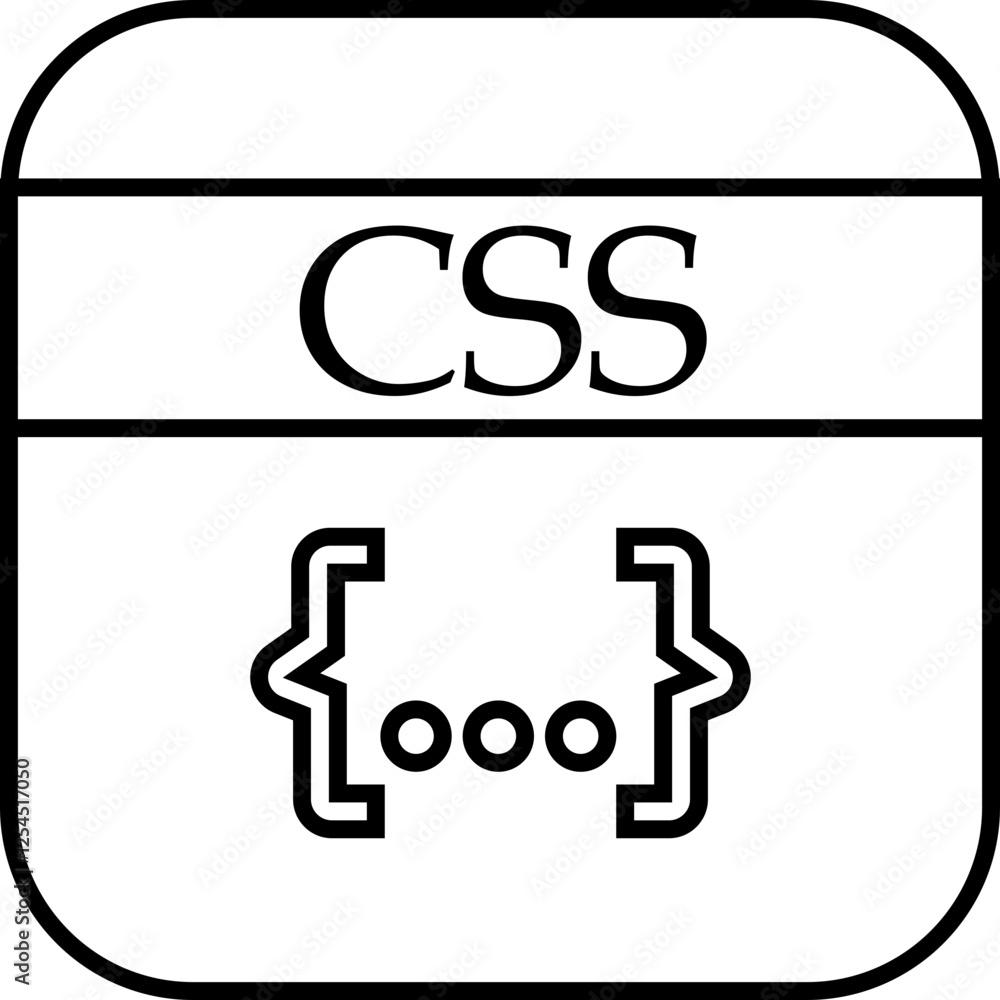 Fototapete File icon. Format of document on computer outline symbol. CSS file sign. Audio extension graphic multimedia application software folder. Presentation audio design isolated on transparent background.