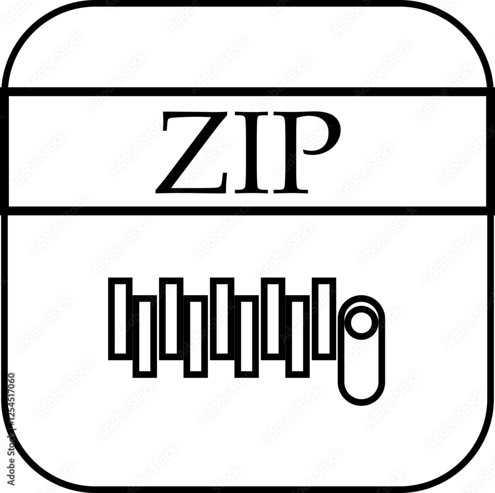 Fototapete File icon. Format of document on computer outline symbol. ZIP file sign. Audio extension graphic multimedia application software folder. Presentation audio design isolated on transparent background.
