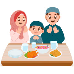 Family Iftar Ramadhan Illustration