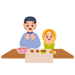 Family Iftar Ramadhan Illustration
