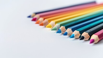 Fototapeta premium Colorful Pencils on White Background