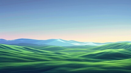 Fototapeta premium Serene Green Hills Under a Blue Sky