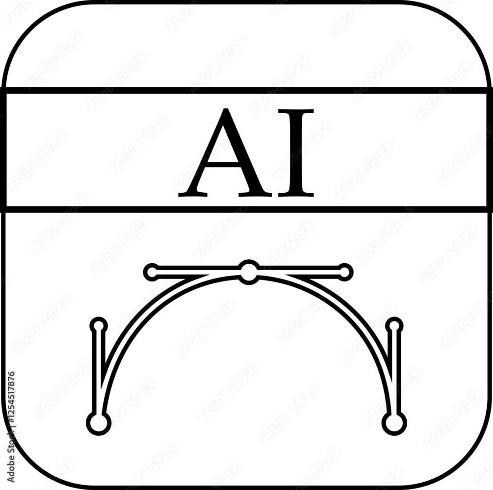 Fototapete file icon. format of document on computer outline symbol. ai file sign. audio extension graphic mult