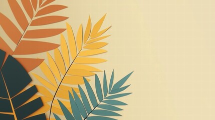 Vibrant Paper Leaves in Shades of Orange, Yellow, and Teal for Seasonal Projects and Nature-Themed Designs on a Soft Background