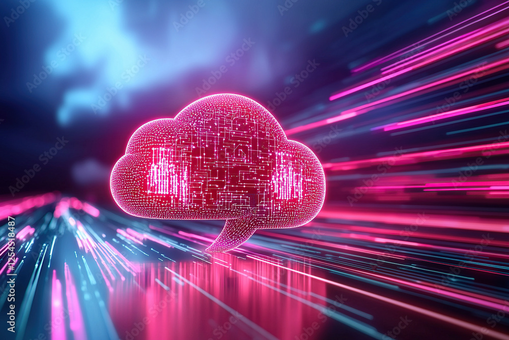 Aufkleber glowing digital cloud with integrated ai and security features is depicted, symbolizing advanced clo