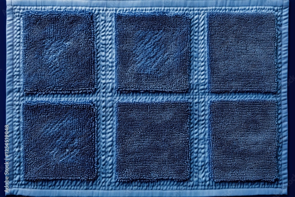 Poster blue fabric texture: a close-up shot of textured blue fabric with a grid pattern, offering a unique 