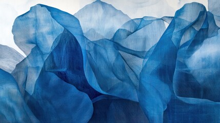 Obraz premium Blue fabric folds, studio shot, abstract background, design texture