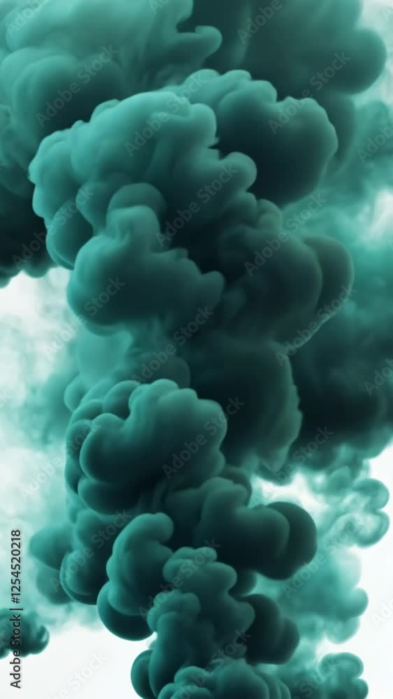 Poster dramatic teal smoke billows upward creating an ethereal atmosphere in a captivating display of color