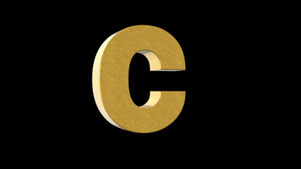 English alphabet Letter C 4k Illustration. Script text labels.