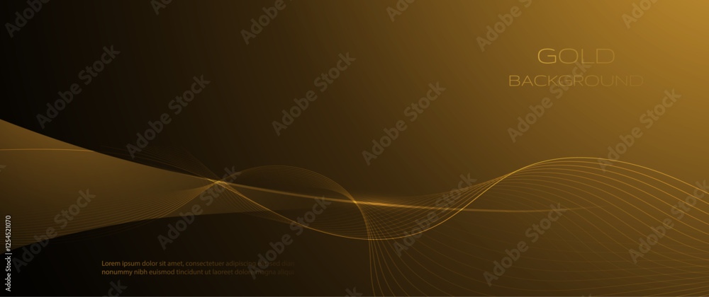 Poster element graphic design. abstract motion of curve lines, light shiny, glow effect, bright gold wave, 