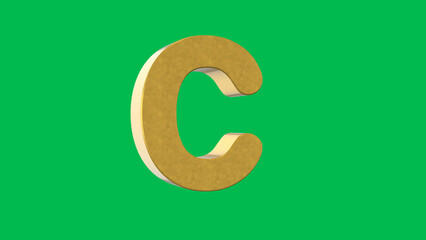 English alphabet Letter C 4k Illustration. Script text labels.