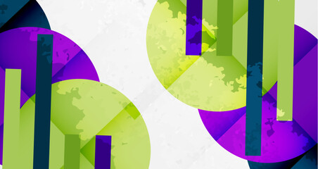 Grainy stain texture geometric abstract background with circles, squares and lines. Vector Illustration For Wallpaper, Banner, Background, Card, Book Illustration, landing page