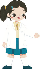 kid in dentist costume explain something