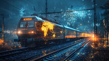 Obraz premium Global Express: A Night Train Journey