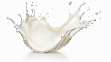 "白い背景に宙に舞うスプラッシュな牛乳のクローズアップ."