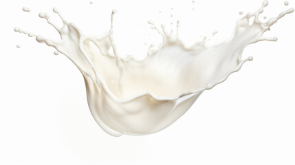 "白い背景に宙に舞うスプラッシュな牛乳のクローズアップ."
