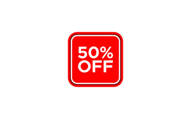 50% off red sale label tag 50 percent discount sticker sign in round square shape vector isolated 