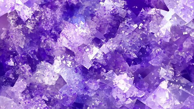 Abstract composition of purple crystal textures with varying opacity and reflective qualities