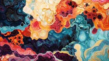 Colorful Abstract Swirls Creating Vibrant Fluid Art Design