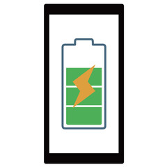 Obraz premium スマホに映された充電中のマーク