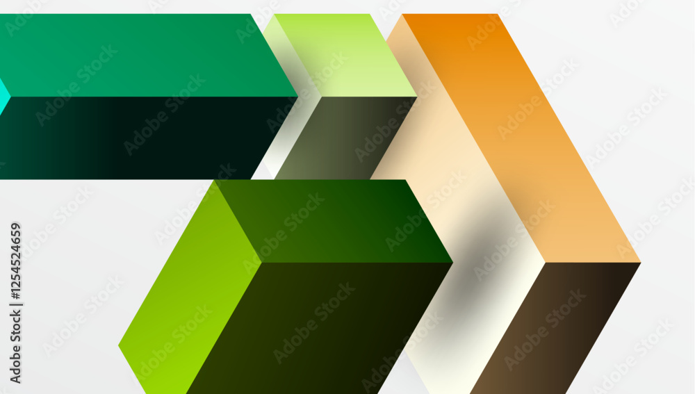 Poster Sleek abstract design featuring isometric 3D blocks in a clean, modern composition. Perfect for tech-inspired themes, with vibrant colors and geometric precision