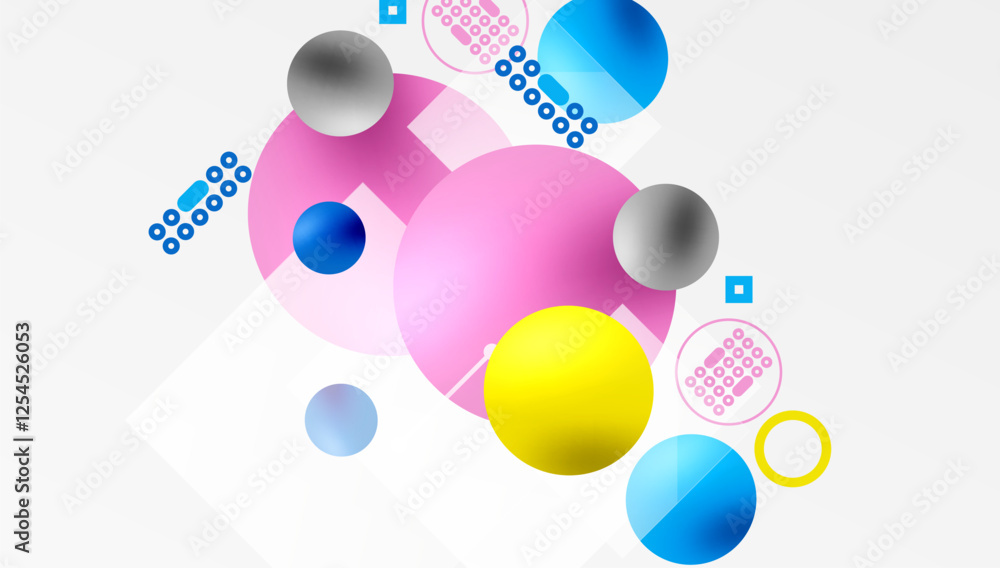 Aufkleber minimalistic abstract vector design, layered geometric shapes circles, squares, and triangles with s