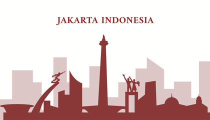 Indonesia Jakarta City View Skyline Illustration