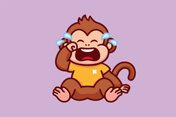 Sad monkey cartoon character illustration