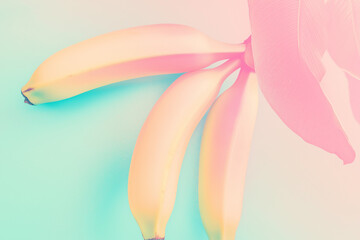 Aesthetic Pastel-Colored Bananas with Soft Gradient Background for Creative and Artistic