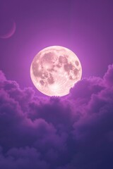 Obraz premium full moon over purple cloudy sky