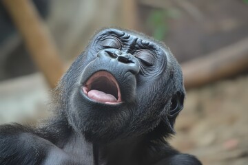 Obraz premium A close-up of a gorilla's expressive face,