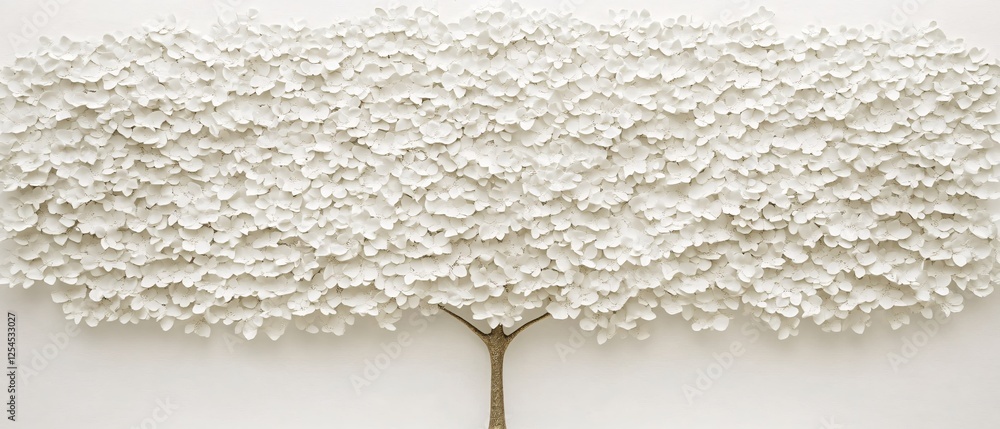 Poster white paper tree with textured leaves on a plain background artistic minimalist design