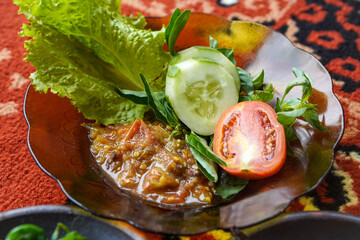 Indonesian cuisine rich in spices, captured on February 10, 2025. The vibrant colors and aromatic ingredients create a flavorful and authentic culinary experience