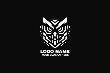Fototapeta premium Owl logo with sharp digital lines