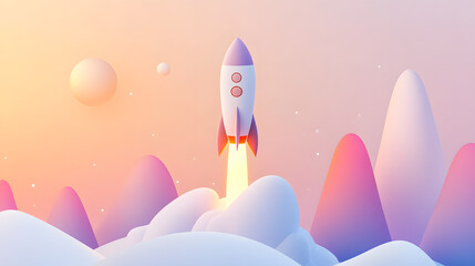 Rocket Launch into a Colorful Sunrise