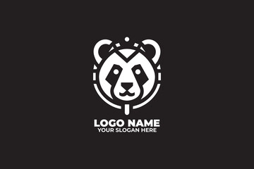 Fototapeta premium Minimalist panda logo with geometric shapes