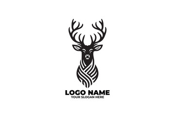 Majestic stag logo with symmetrical antlers
