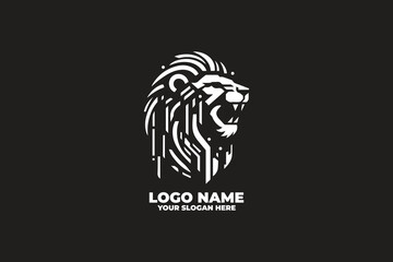 Roaring lion logo with abstract lines