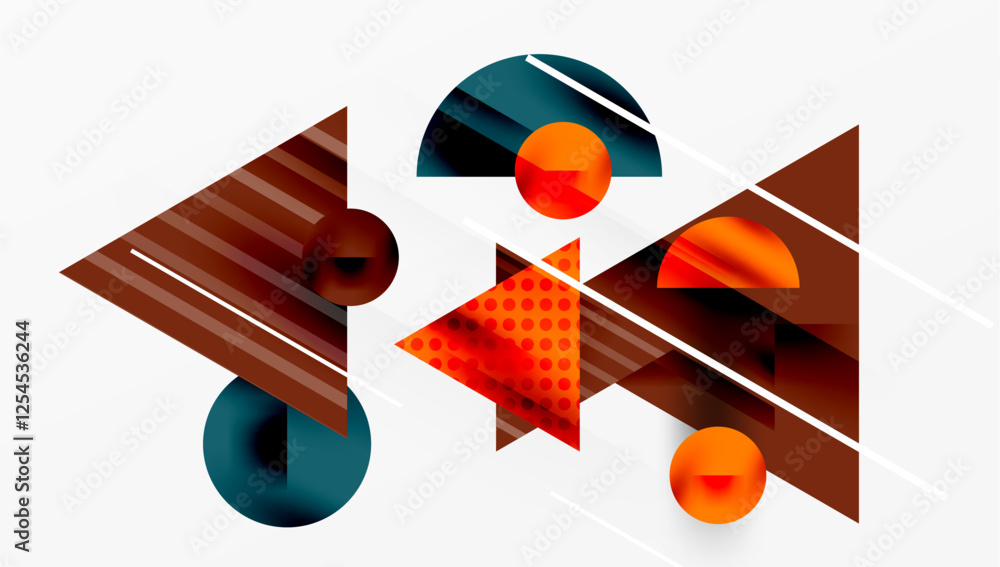 Poster modern geometric background - overlapping triangles with smooth gradients and semi-transparency
