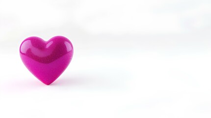 Fototapeta premium 3D rendered image of a single, highly detailed, bright vibrant pink heart on a white background