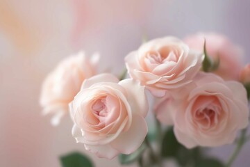 light pink roses in soft color and blur style for background. sweet color roses flowers in pastel tone with blurred style for background pattern texture. sweet color flower petals in soft color 