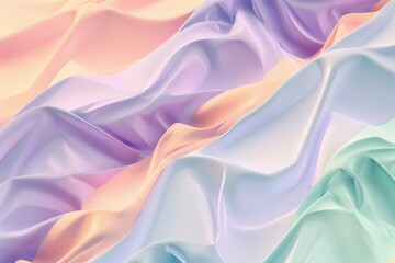 Obraz premium Trendy calming waves of soft lavender, peach, and mint create a futuristic, ethereal background perfect for contemporary visuals.