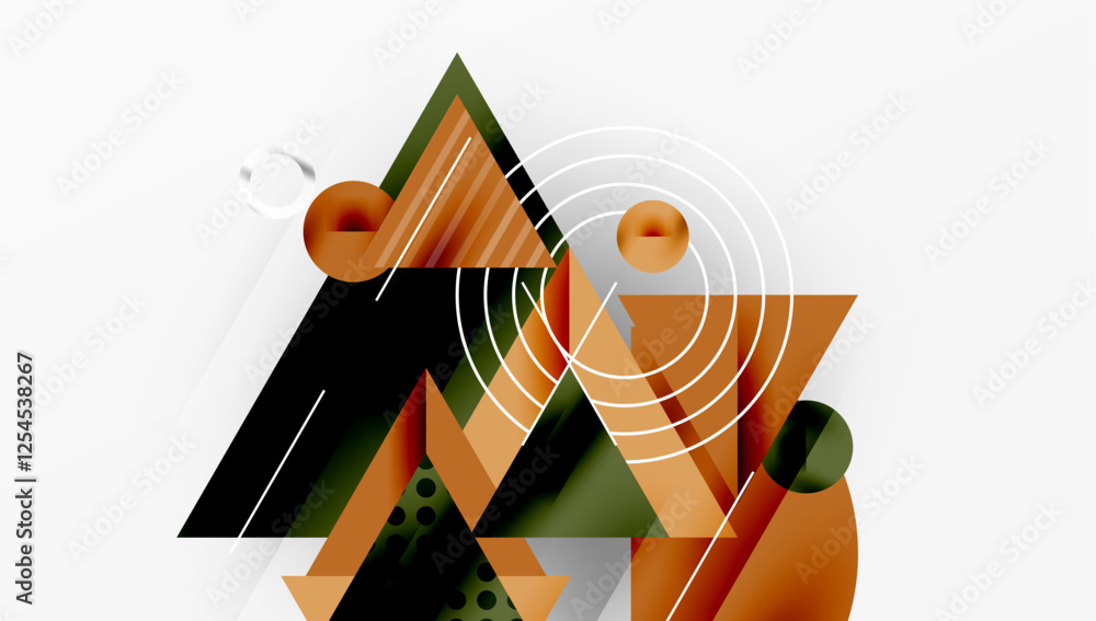 Poster modern geometric background - overlapping triangles with smooth gradients and semi-transparency