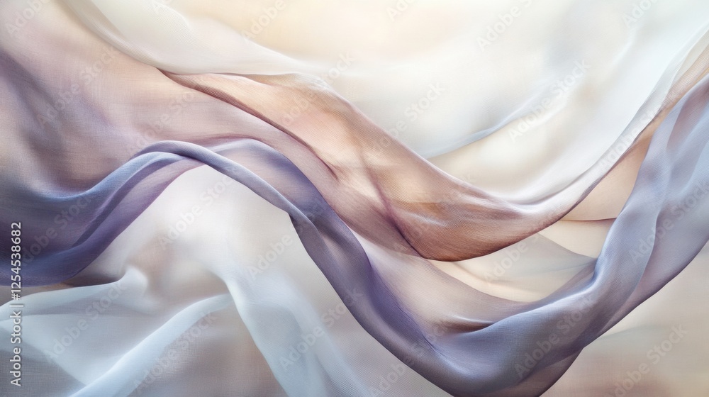 Poster elegant flowing silk fabrics on a neutral background with soft lighting and blank space for design a