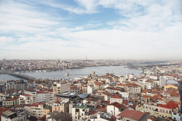 Cityscape over Istanbul with a view of the river and skyline