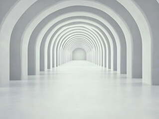 Obraz premium Endless white arched hallway, abstract background, architecture design